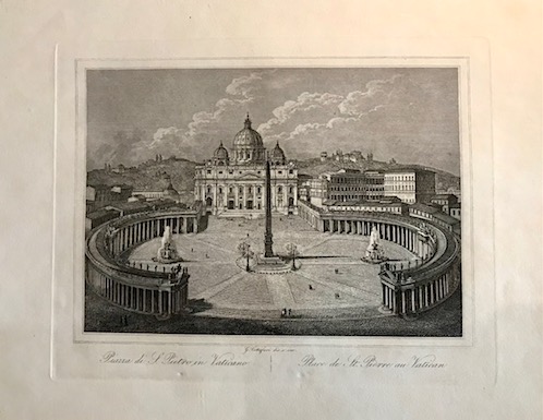 Cottafavi Gaetano (attivo nella prima metà  del XIX Secolo) Piazza di S. Pietro in Vaticano - Place de St. Pierre au Vatican 1840 ca. Roma 